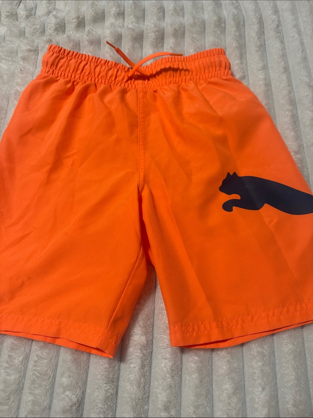 Puma Boys Bright Orange Shorts with Black Puma Logo